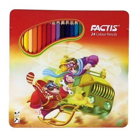 تصویر  مداد رنگي 24 رنگ جعبه فلزي فكتيس FACTIS